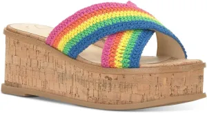 Jessica Simpson Women's Ediza Platform Sandal Wedge, Multi, 7.5