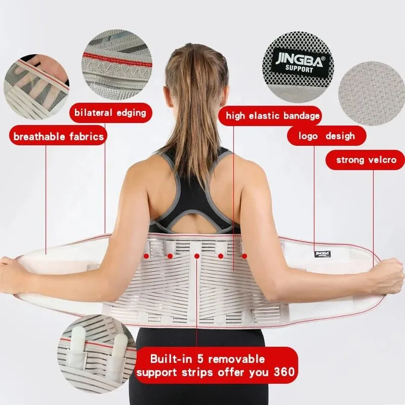 JINGBA Breathable Back Support Waist Trainer Lumbar Support for Men & Women