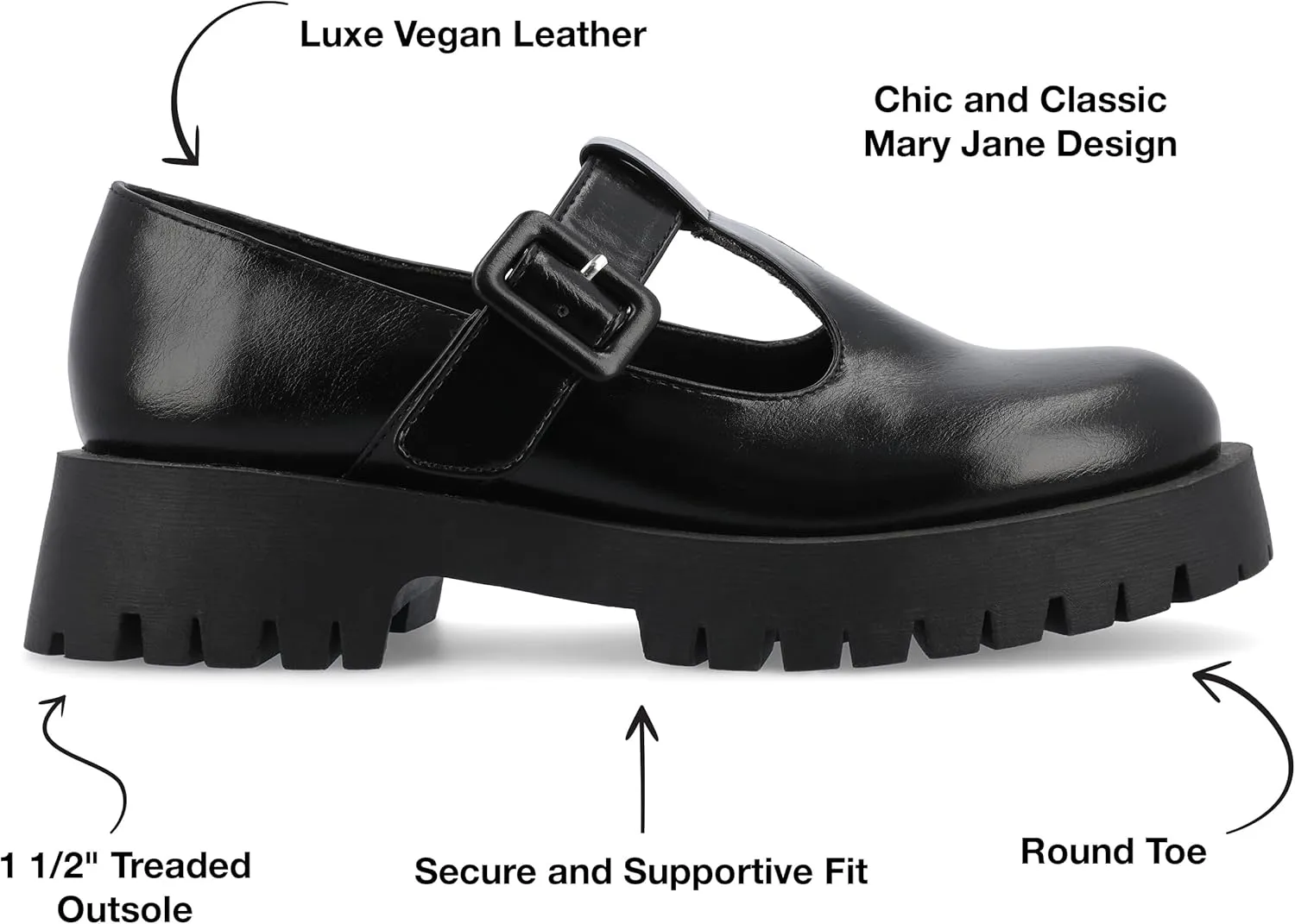 Journee Collection Womens Faux Leather Buckle Mary Janes