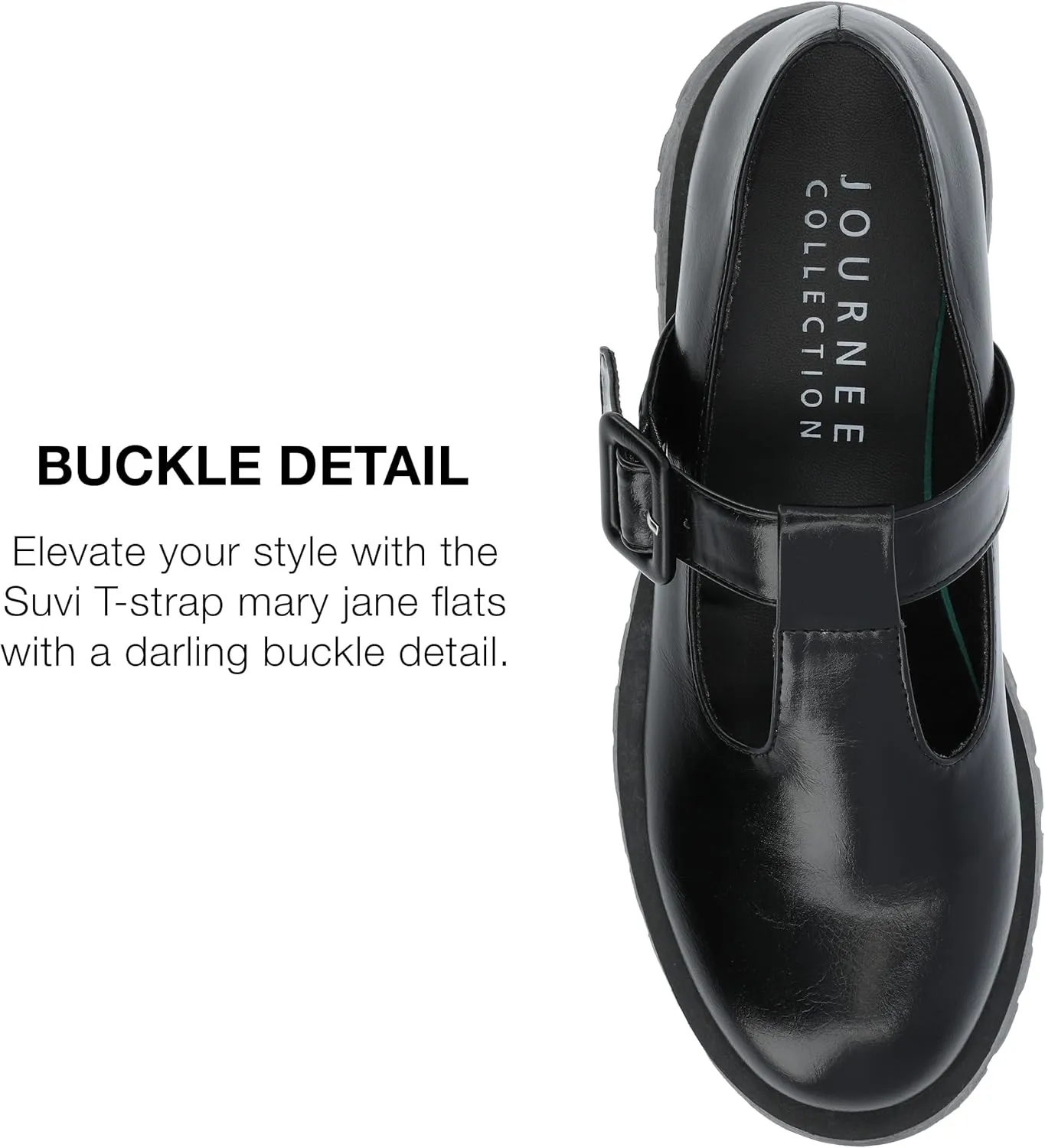 Journee Collection Womens Faux Leather Buckle Mary Janes