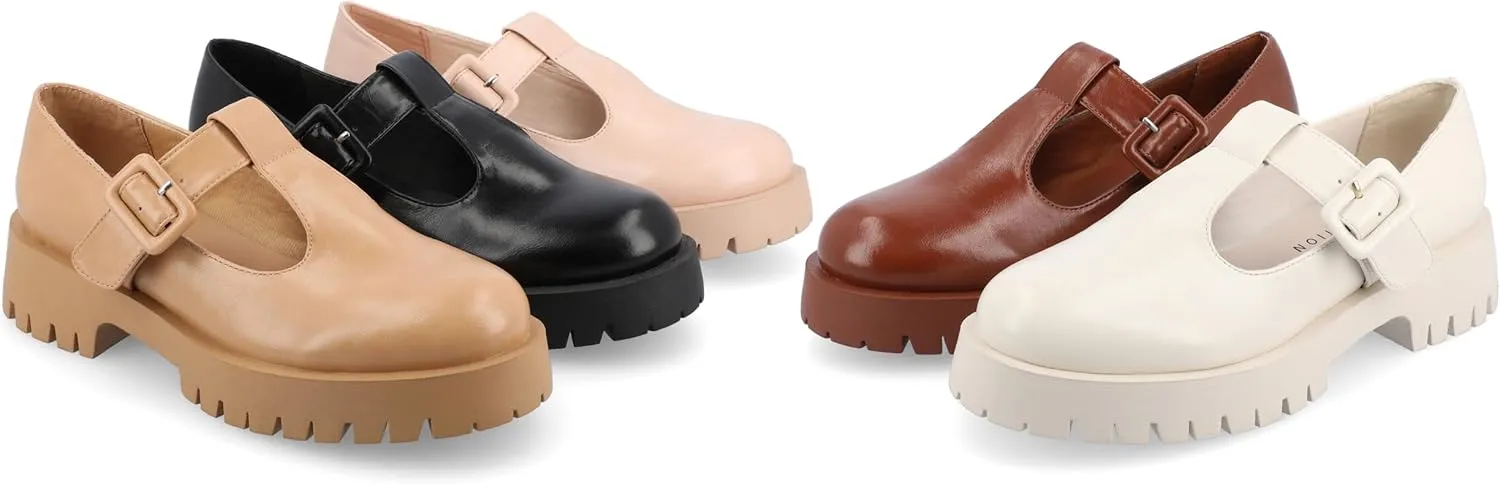 Journee Collection Womens Faux Leather Buckle Mary Janes