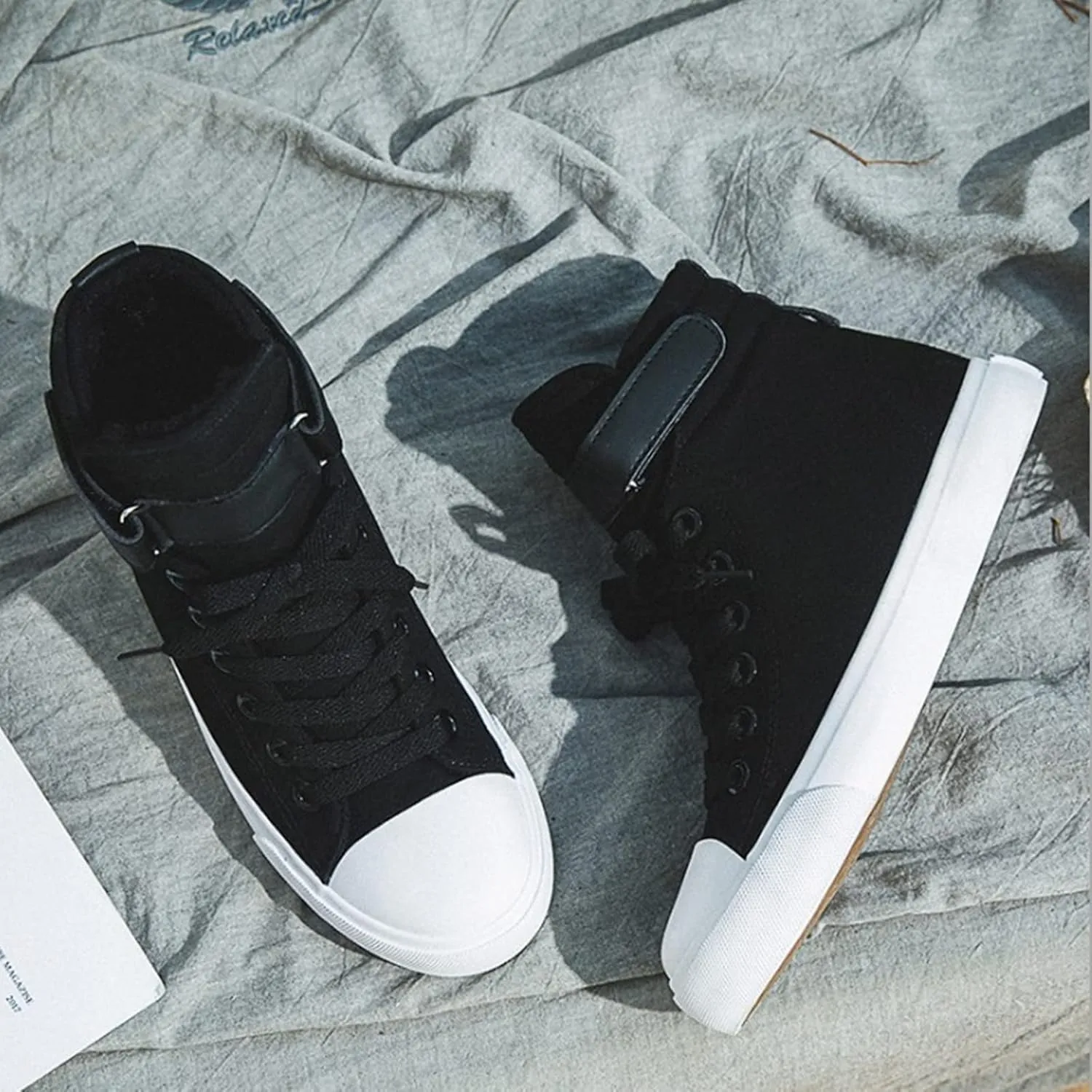 Julymens Unisex Women's Men's High-Top Canvas Shoes Plush Lining Winter Sports Shoes