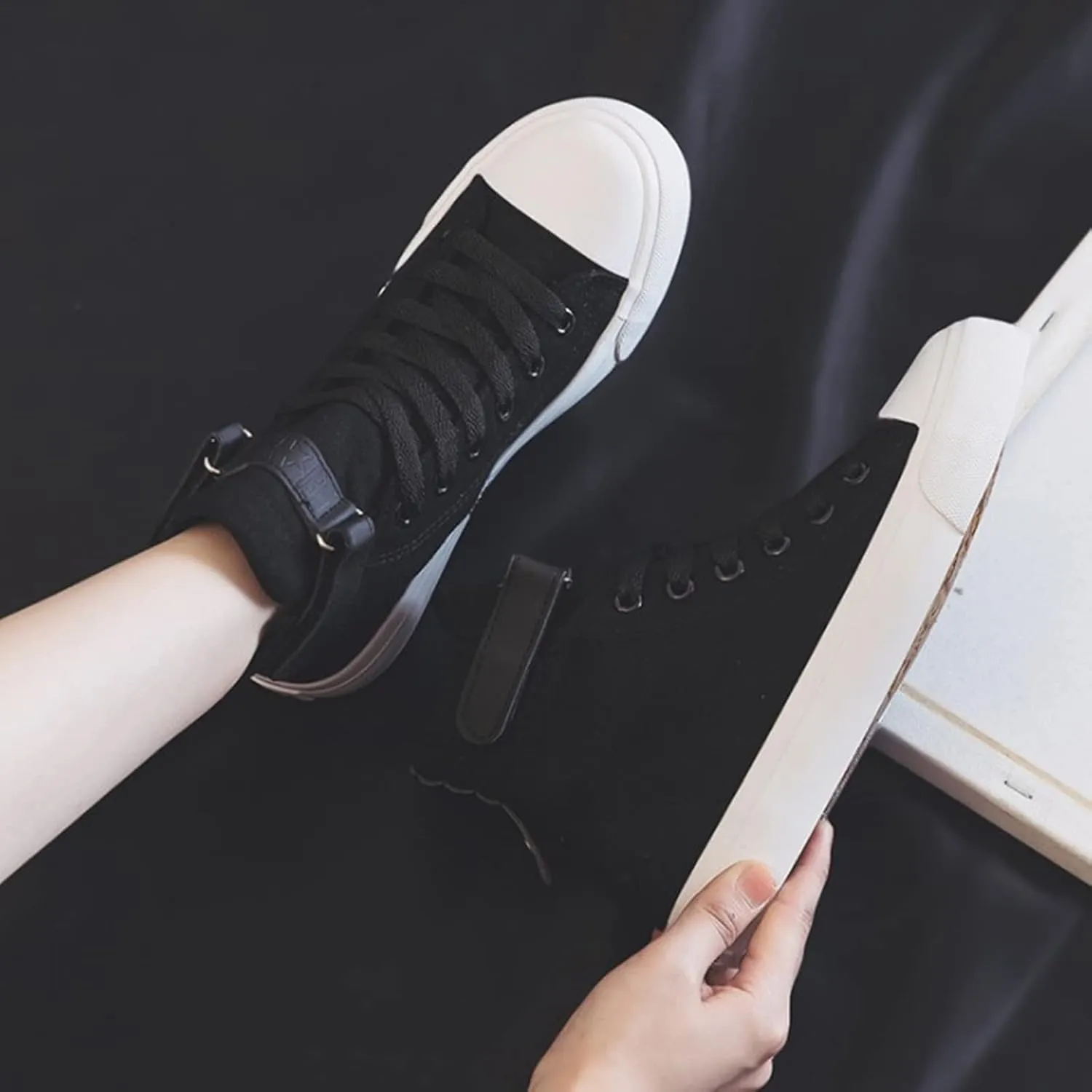 Julymens Unisex Women's Men's High-Top Canvas Shoes Plush Lining Winter Sports Shoes