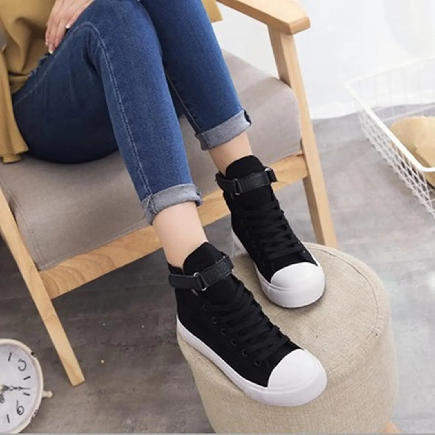 Julymens Unisex Women's Men's High-Top Canvas Shoes Plush Lining Winter Sports Shoes