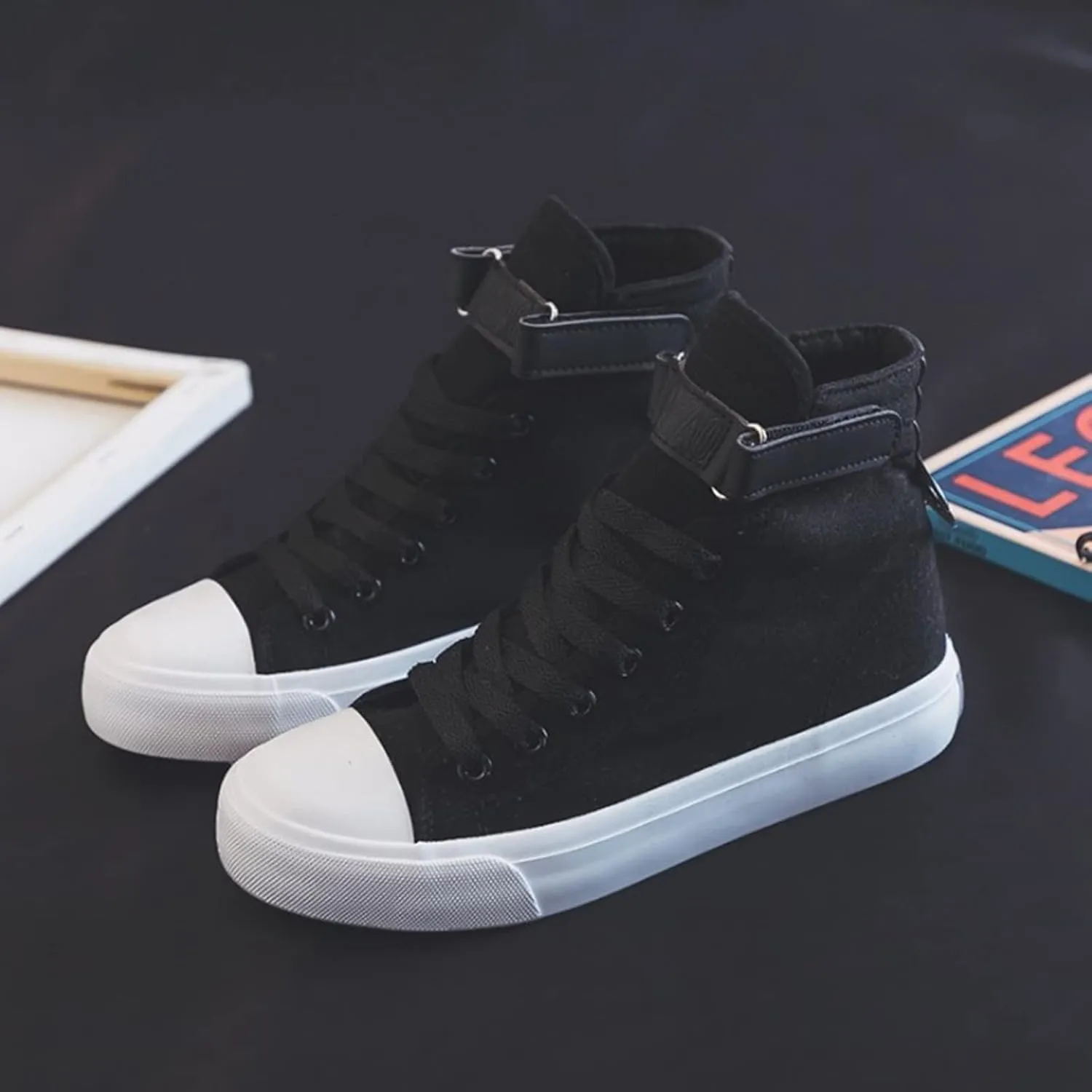 Julymens Unisex Women's Men's High-Top Canvas Shoes Plush Lining Winter Sports Shoes
