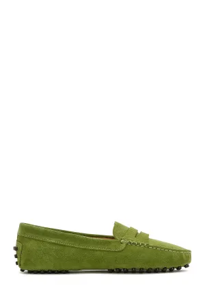 Kadın Yeşil Süet Deri Loafer