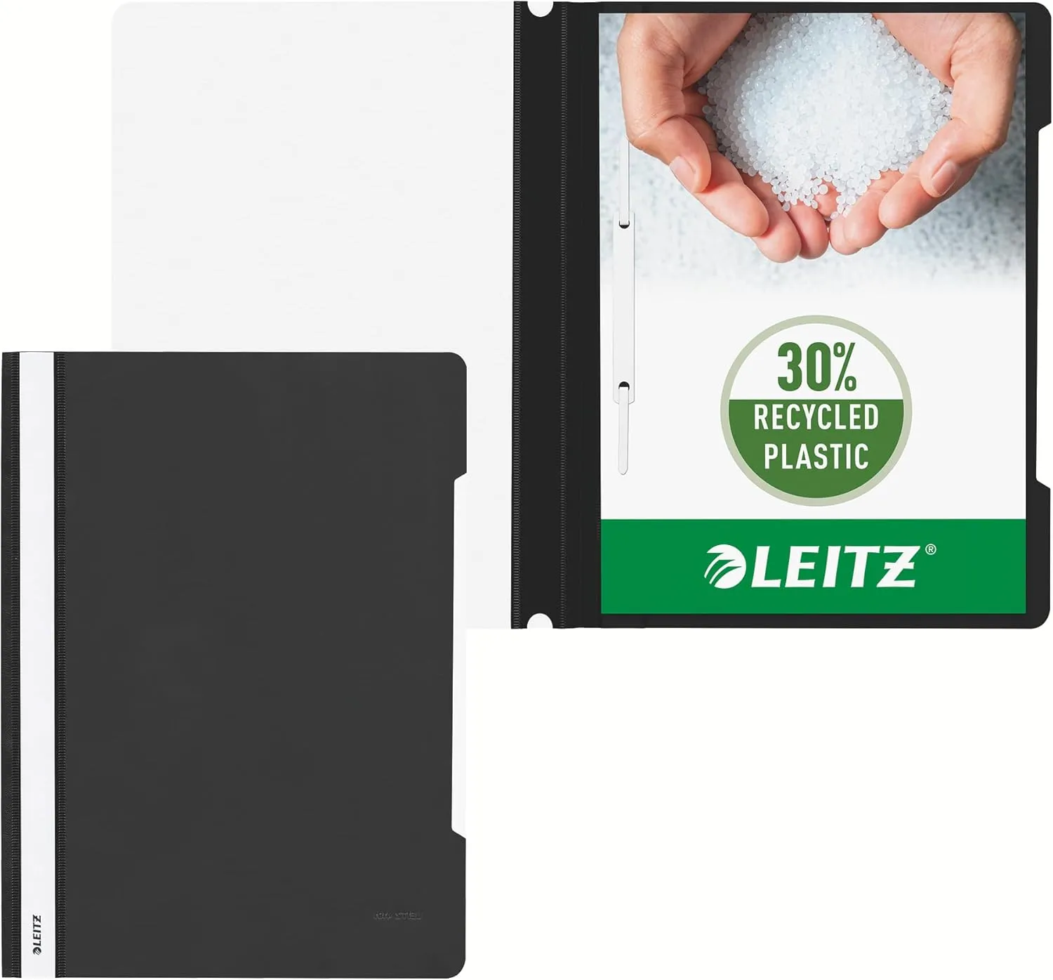 Leitz A4 Standard Plastic File, Pack of 25, 250 Sheet Capacity, Black, 41910095