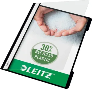 Leitz A4 Standard Plastic File, Pack of 25, 250 Sheet Capacity, Black, 41910095