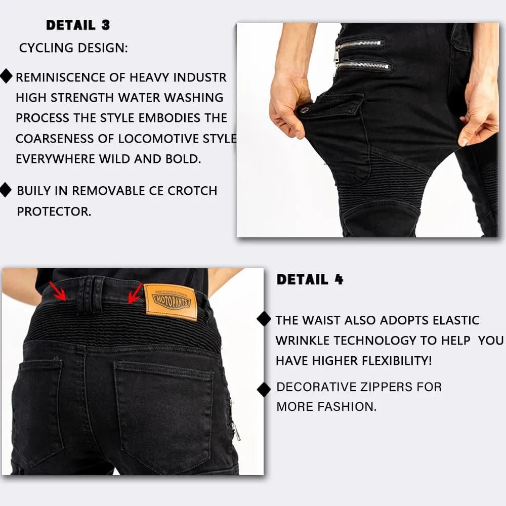LOMENG Motorcycle Riding Pants Motorbike Motocross Cycling Jeans Safety CE Knee Hip Removable Armored All Seasons for Men
