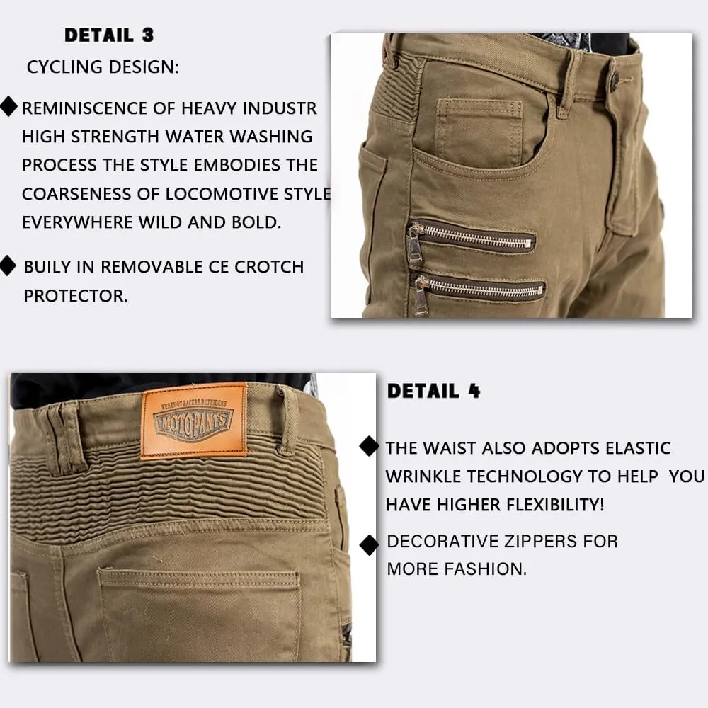 LOMENG Motorcycle Riding Pants Motorbike Motocross Cycling Jeans Safety CE Knee Hip Removable Armored All Seasons for Men