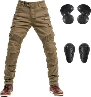LOMENG Motorcycle Riding Pants Motorbike Motocross Cycling Jeans Safety CE Knee Hip Removable Armored All Seasons for Men