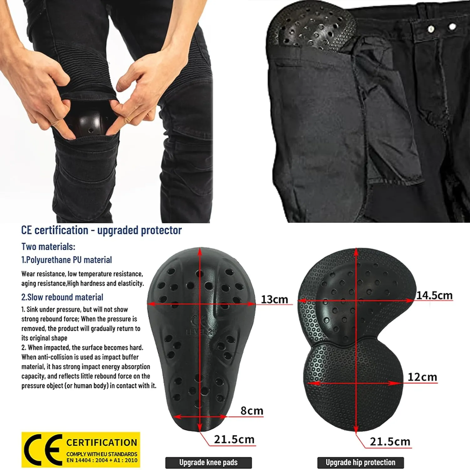 LOMENG Motorcycle Riding Pants Motorbike Motocross Cycling Jeans Safety CE Knee Hip Removable Armored All Seasons for Men