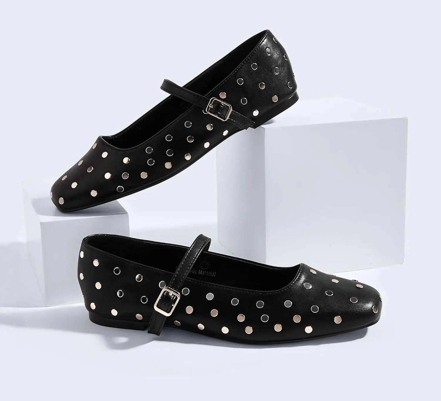 LUCKY STEP Women's Mary Jane Flat Shoes Comfortable Dress Shoes Ankle Strap Round Toe Retro Faux Leather Slip On Flats