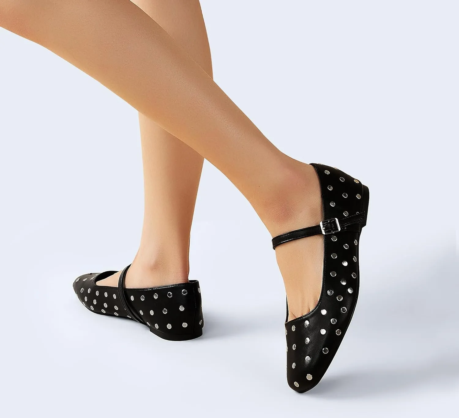 LUCKY STEP Women's Mary Jane Flat Shoes Comfortable Dress Shoes Ankle Strap Round Toe Retro Faux Leather Slip On Flats