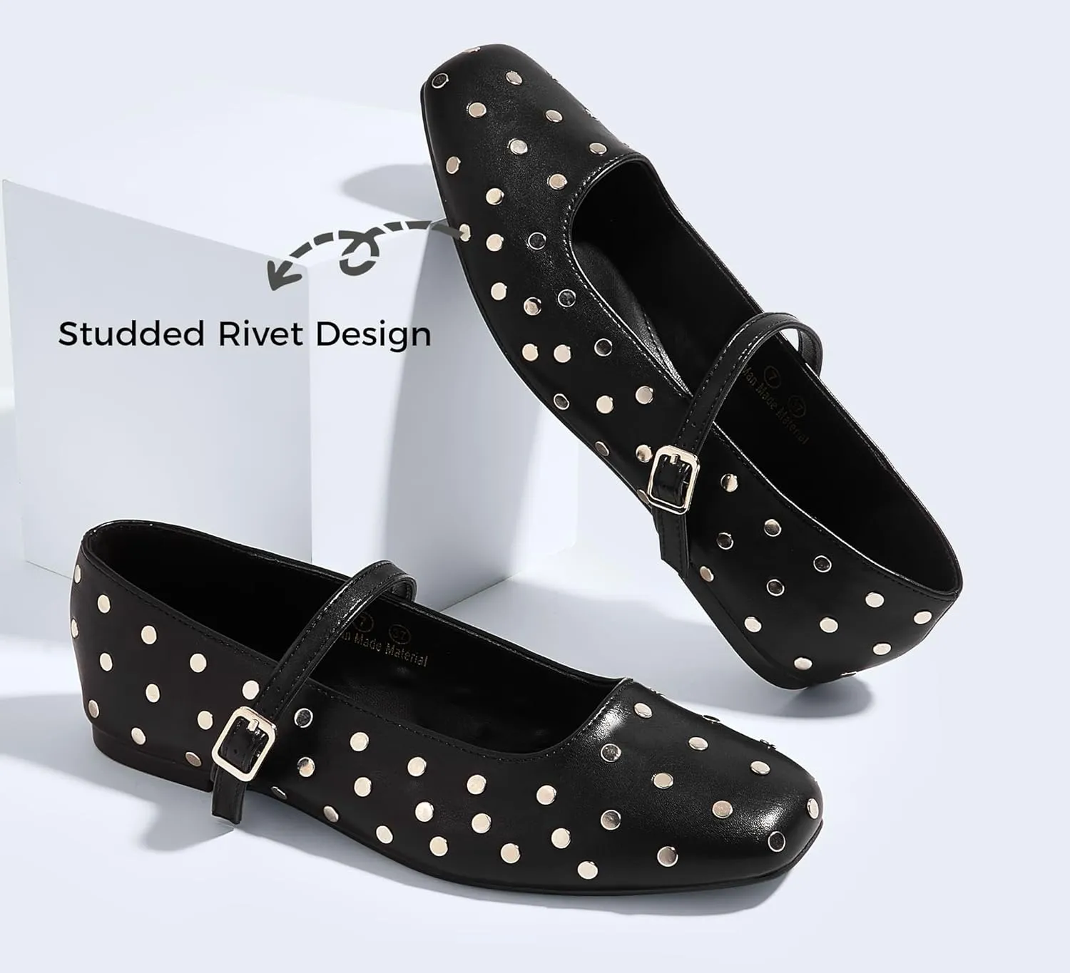 LUCKY STEP Women's Mary Jane Flat Shoes Comfortable Dress Shoes Ankle Strap Round Toe Retro Faux Leather Slip On Flats