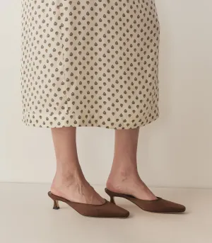 LUMA HEEL -- CHOCOLATE SATIN
