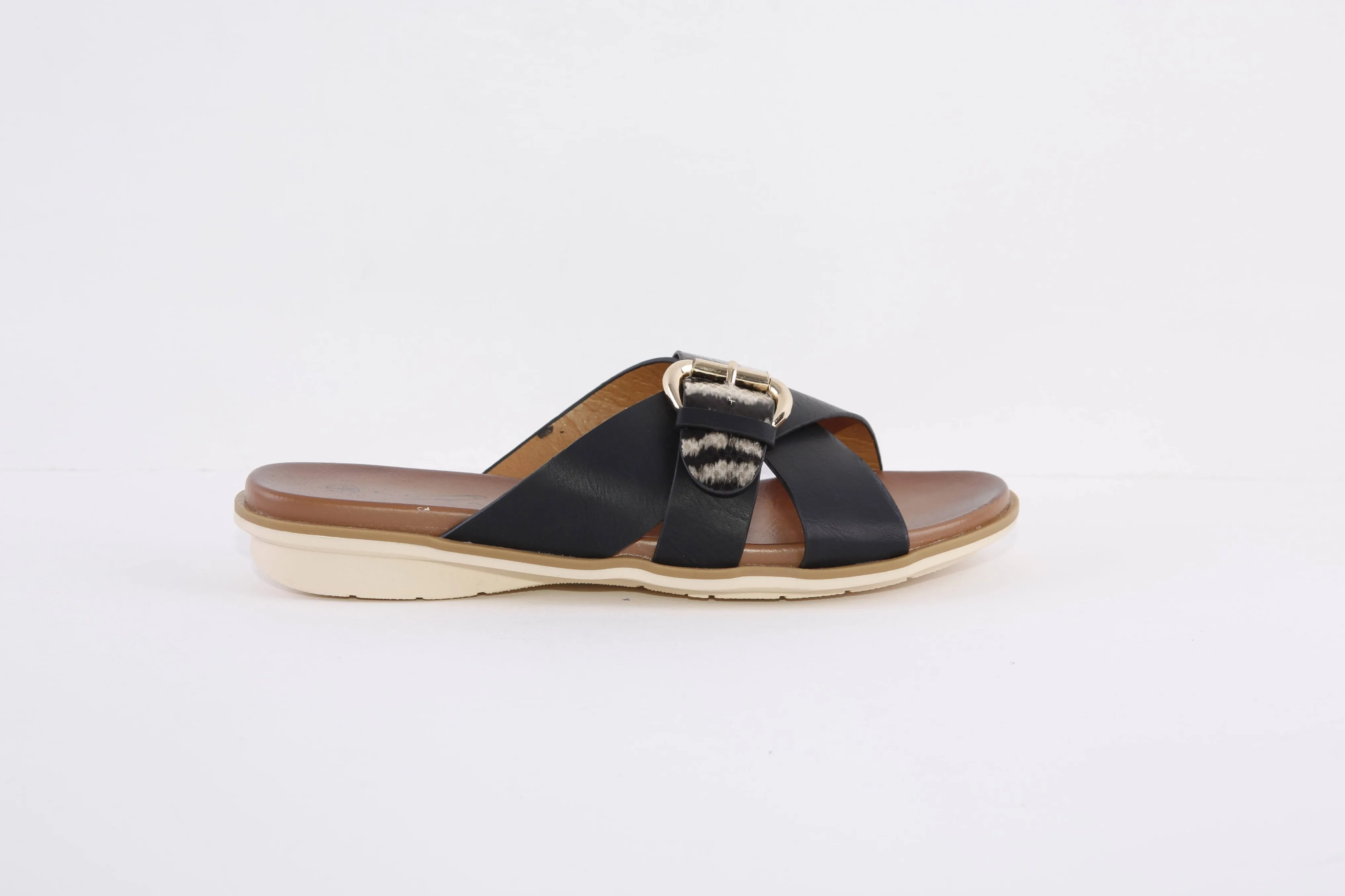 LUNAR - JLH277 REESE-FLAT FASHION MULE - BLACK