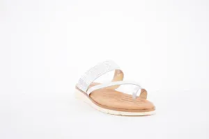 LUNAR - JLH290 FELICITY FLAT TOE-LOOP FASHION MULE - SILVER