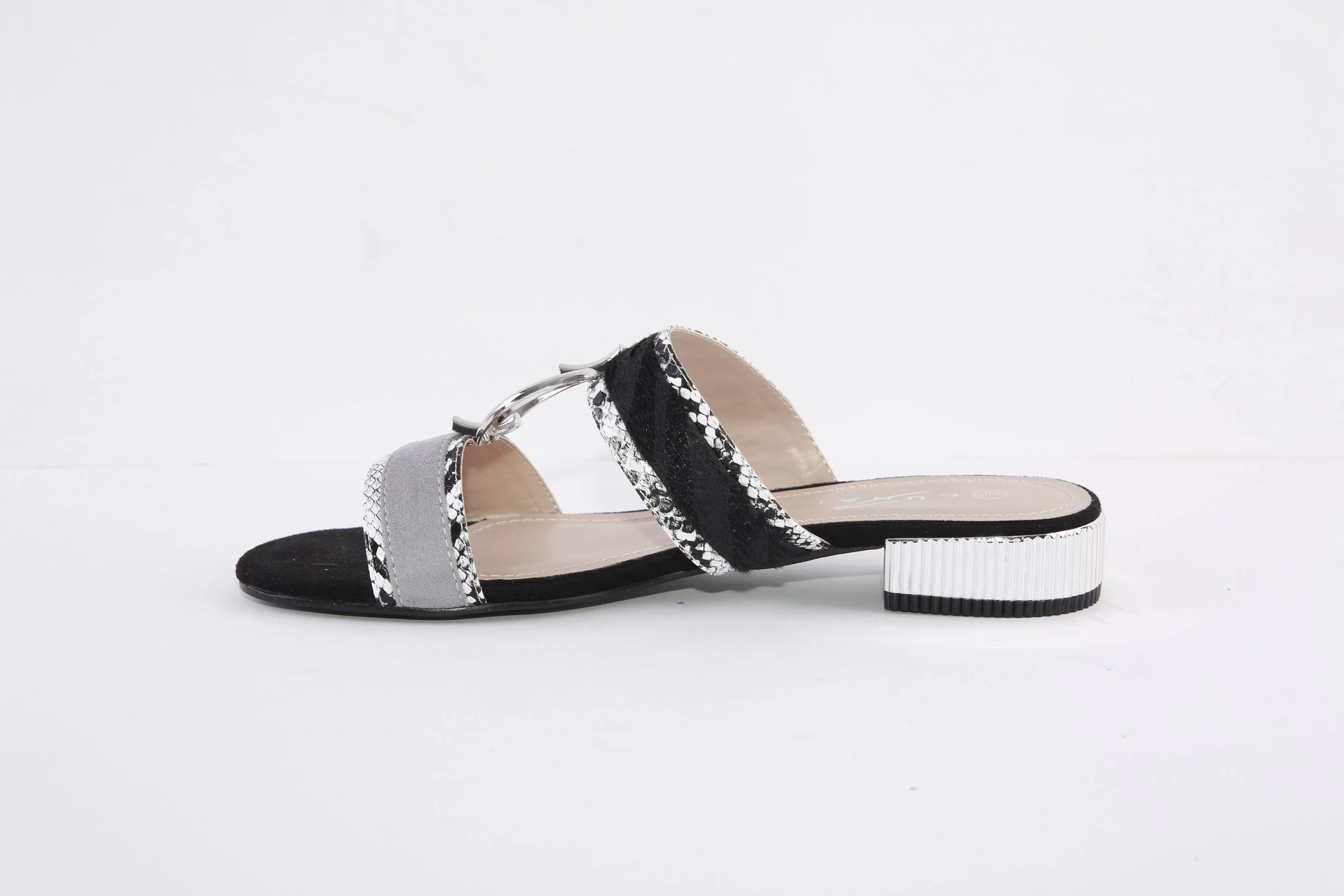 LUNAR - JLH306 FLEUR-LOW HEEL FASHION MULE - BLACK