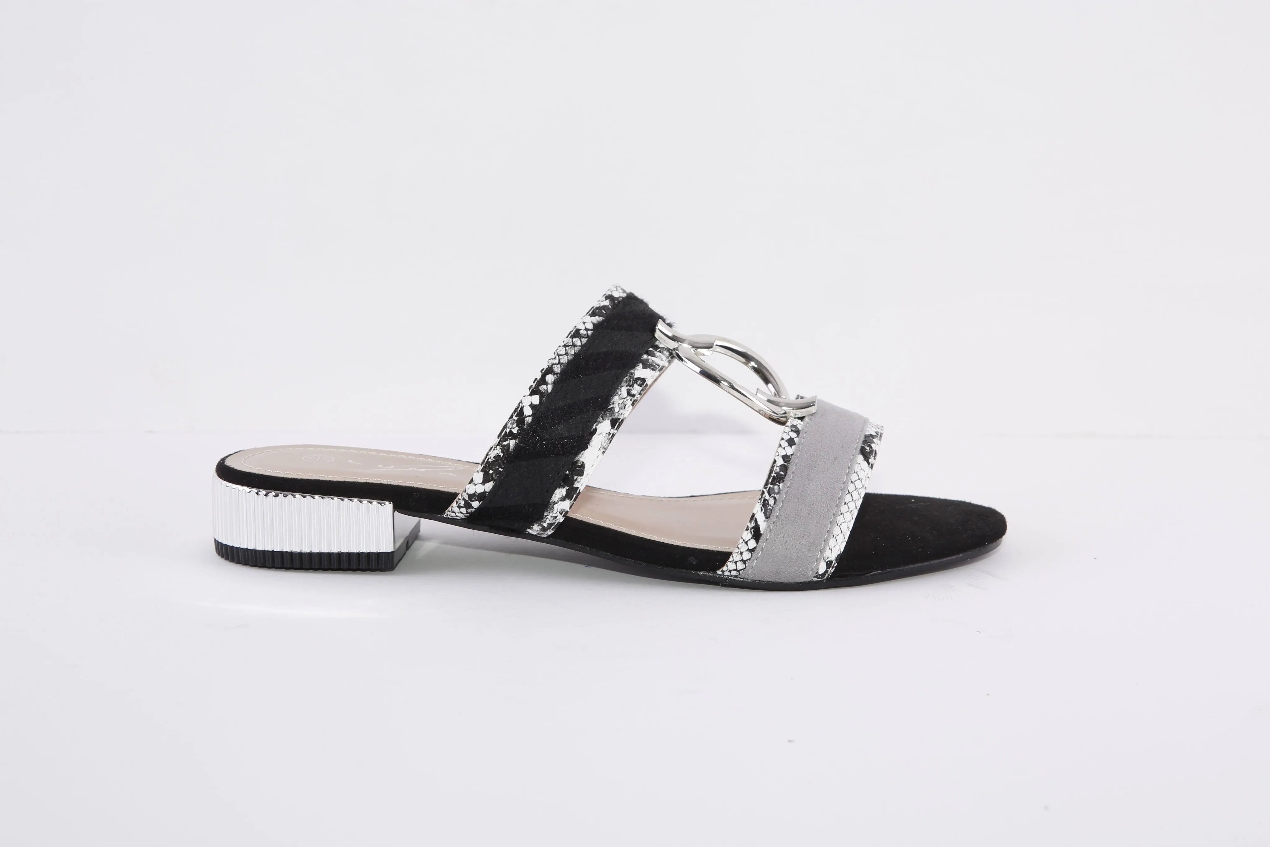 LUNAR - JLH306 FLEUR-LOW HEEL FASHION MULE - BLACK