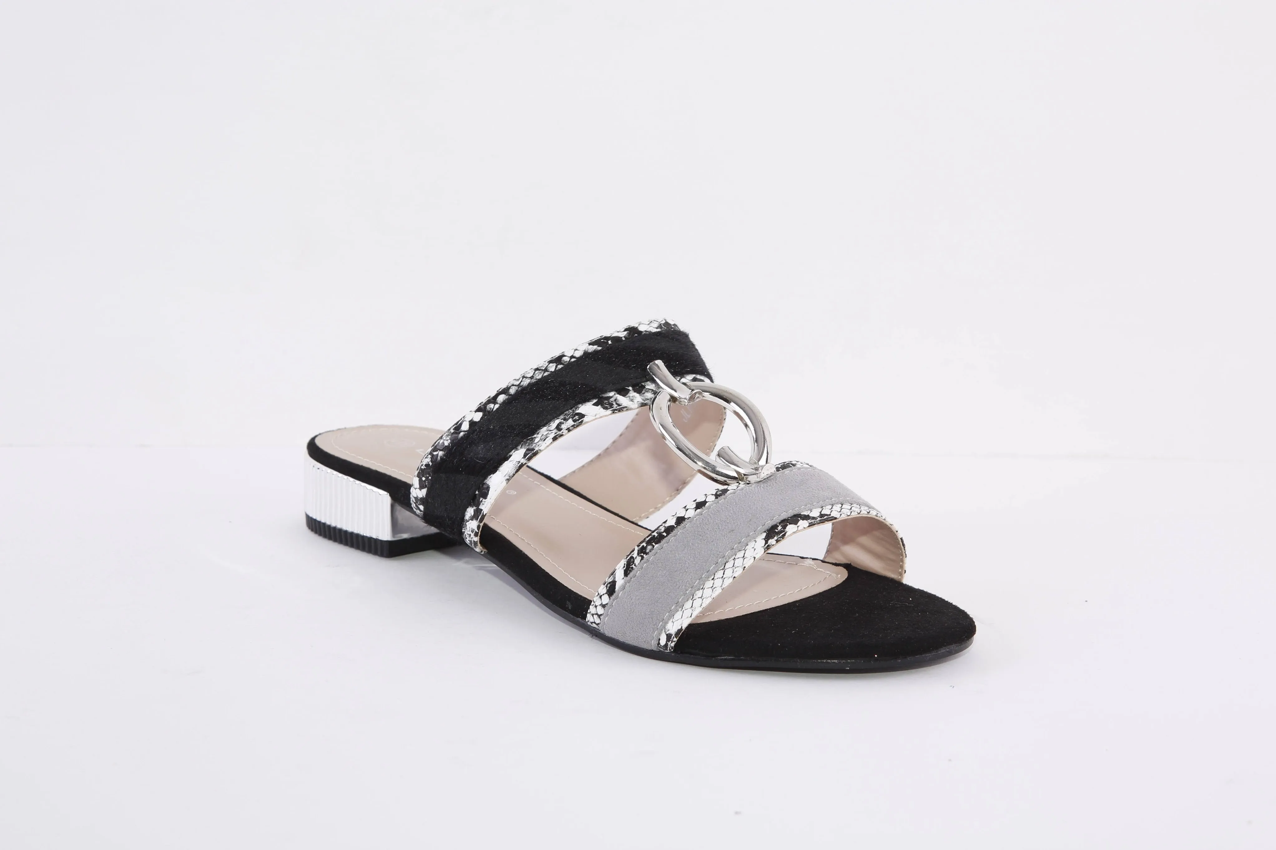 LUNAR - JLH306 FLEUR-LOW HEEL FASHION MULE - BLACK