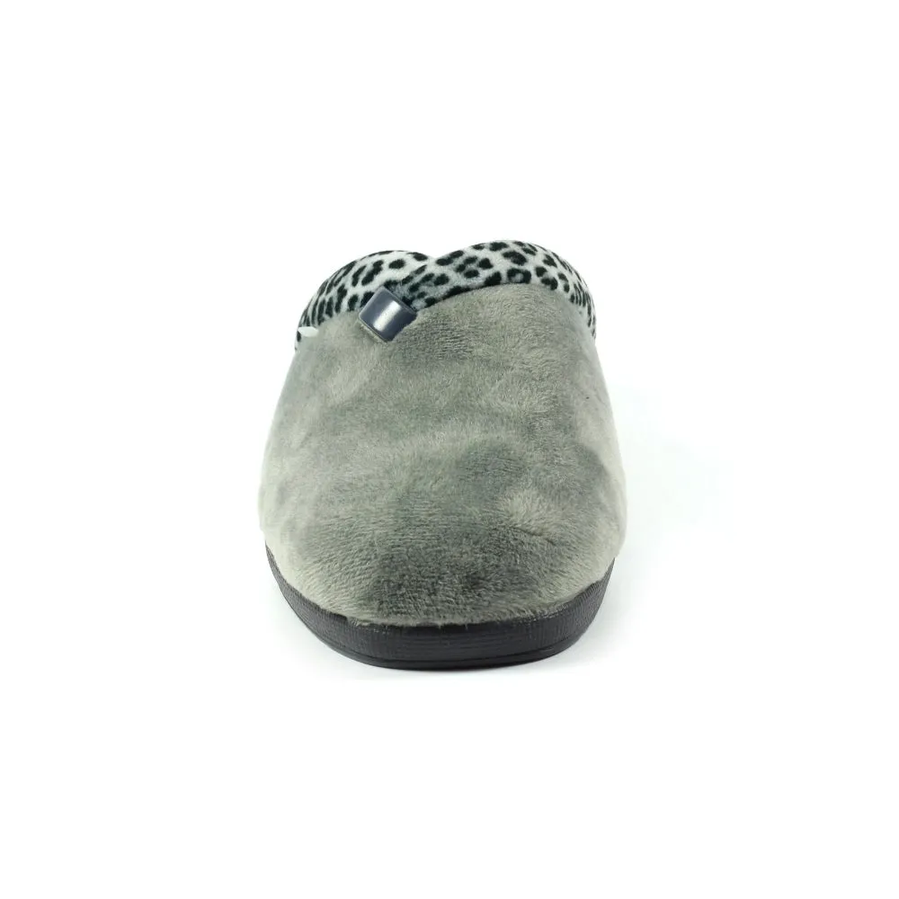 Lunar Michelle Women's Washable Slip On Wedge Slipper Grey Ocelot