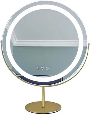 Makeup Mirror Round Desktop LED Makeup Mirror with Light, Smart Induction Touch Makeup Light Mirror, Rotatable Makeup Mirror Mirror for Desk