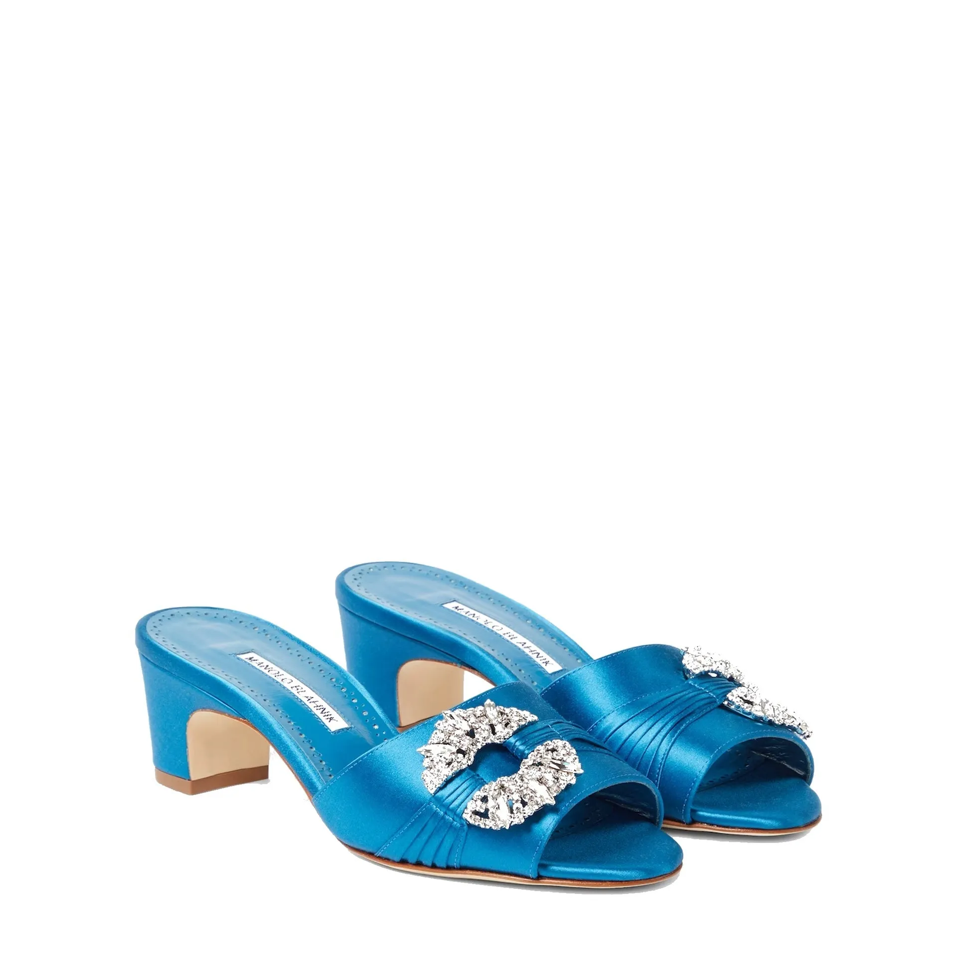 MANOLO BLAHNIK Satin Flat with Crystal Buckle - Slip-On Style