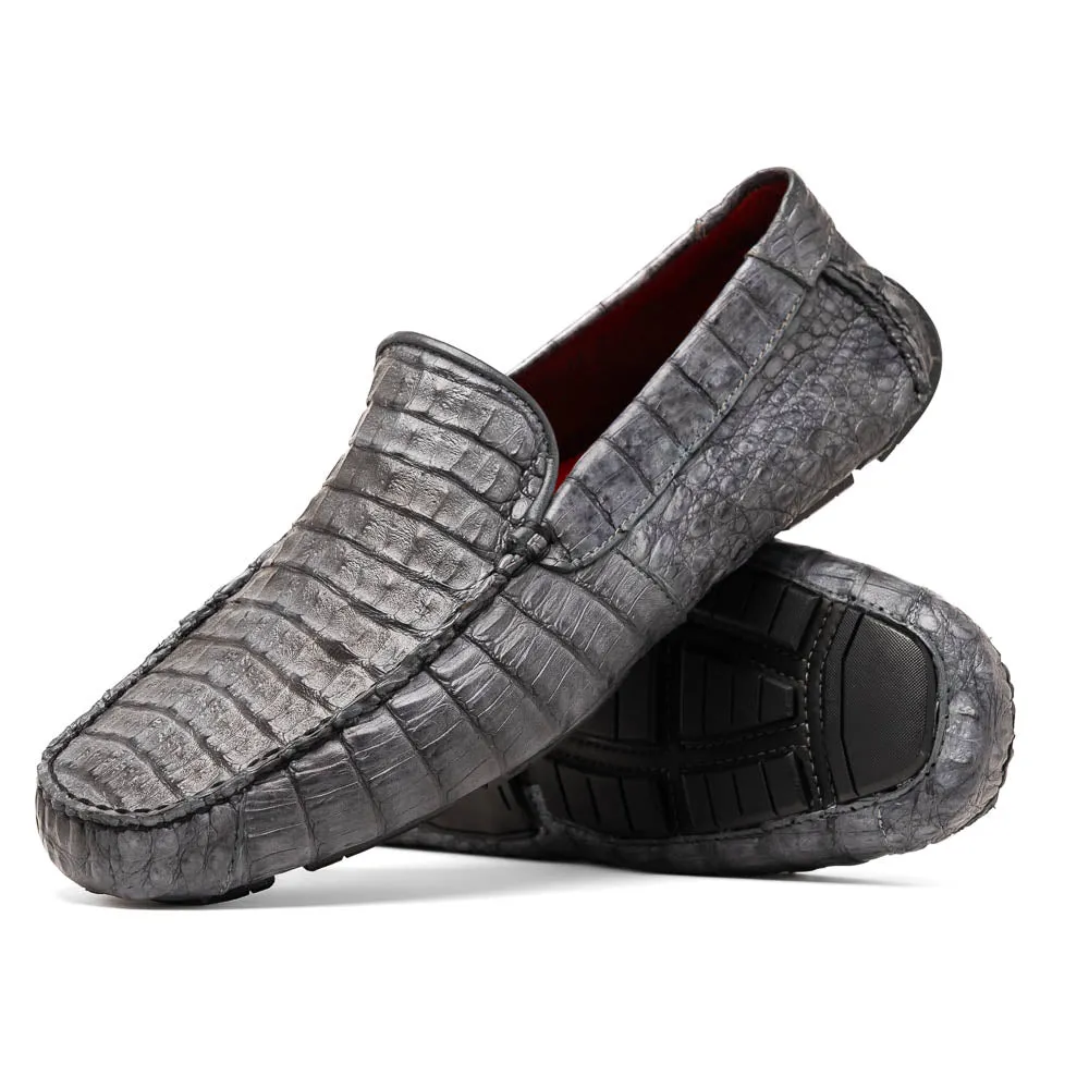 Marco Di Milano Remo Gray Caiman Crocodile Driving Shoes