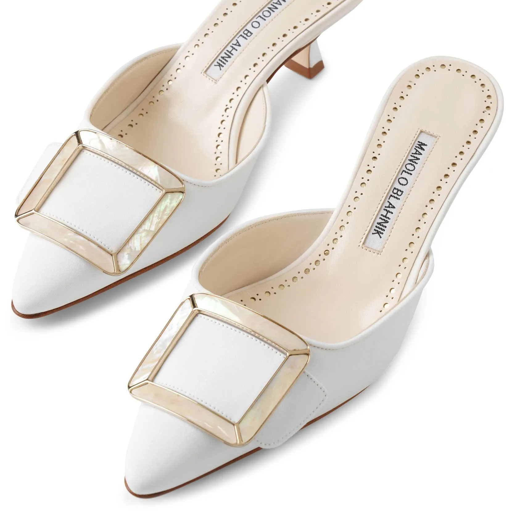 Maysale pearl 50 white mules