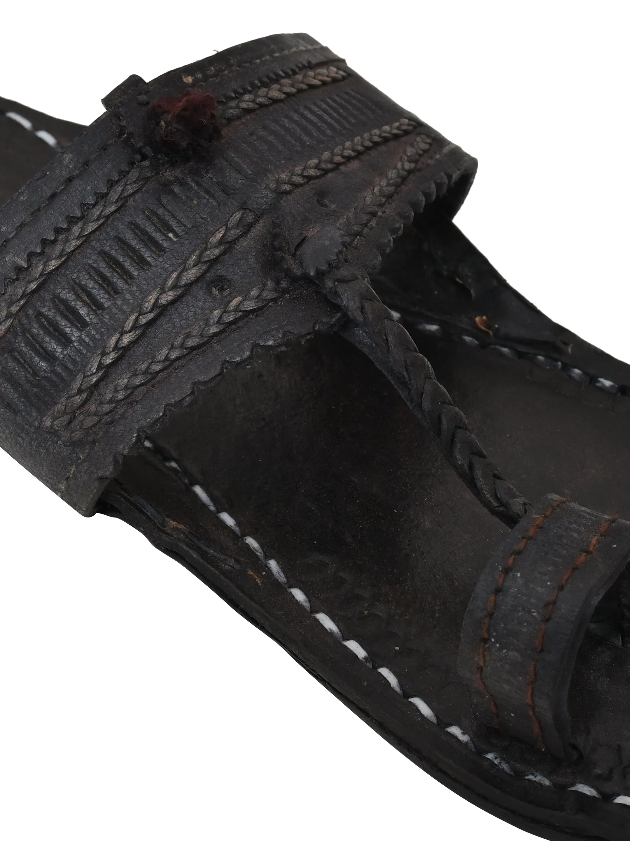 Men Black Ethnic Leather Handcrafted Kolhapuri (OMKP-015-BLACK)