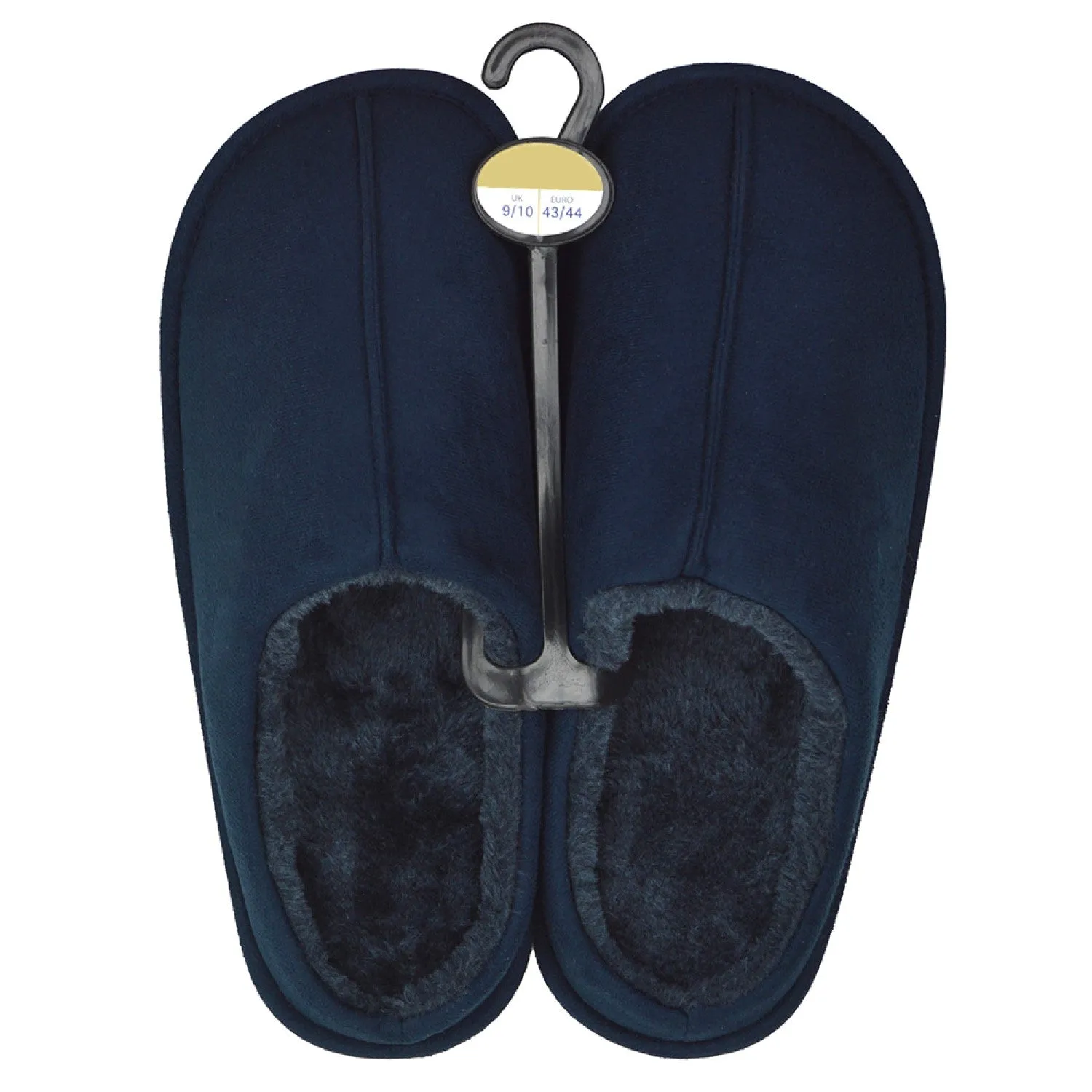 Men's Navy Blue Suedette Faux Fur Lined Mule Slippers
