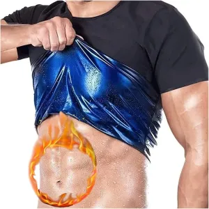 Men's Slimming Compression Thermal Storage T-Shirt, Men's Short-Sleeved T-Shirt, Sauna Body Shaped Slimming T-Shirt Sauna Suits (Color : Men, Size : X-Large)