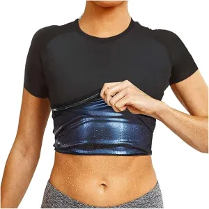 Men's Slimming Compression Thermal Storage T-Shirt, Men's Short-Sleeved T-Shirt, Sauna Body Shaped Slimming T-Shirt Sauna Suits (Color : Women, Size : 3X-Large)
