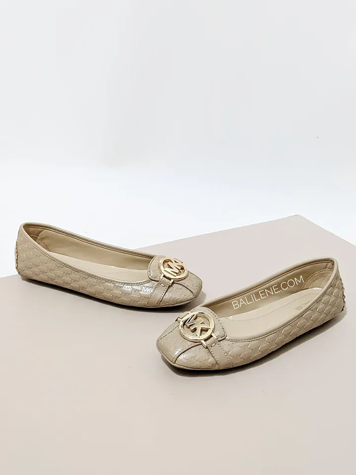 Michael Kors Fulton Logo Embossed Faux Leather Moccasin Camel