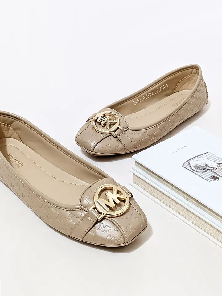 Michael Kors Fulton Logo Embossed Faux Leather Moccasin Camel