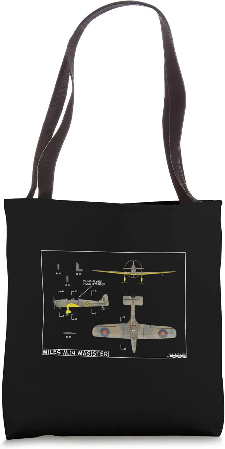 Miles M.14 Magister British WW2 Trainer Aircraft Diagram Tote Bag