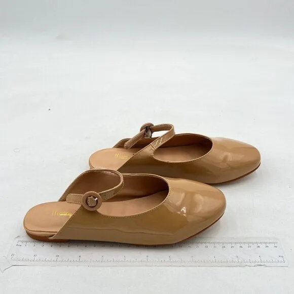 Milooey Nude Flat Mule Closed Toe Slide Sandal Slipper Casual Slip On Dress Shoe