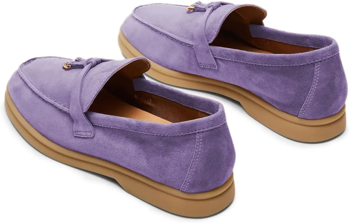 Milooey shoes Women's Round Toe Flat Loafers Comfort Slip On Moccasins Lightweight Driving Penny Loafer Casual Dress Walking Shoes Size 4-16 US