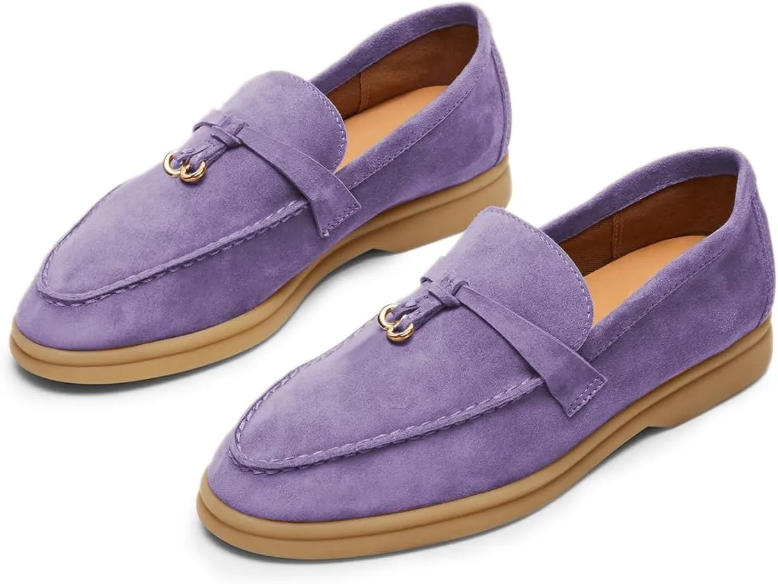 Milooey shoes Women's Round Toe Flat Loafers Comfort Slip On Moccasins Lightweight Driving Penny Loafer Casual Dress Walking Shoes Size 4-16 US