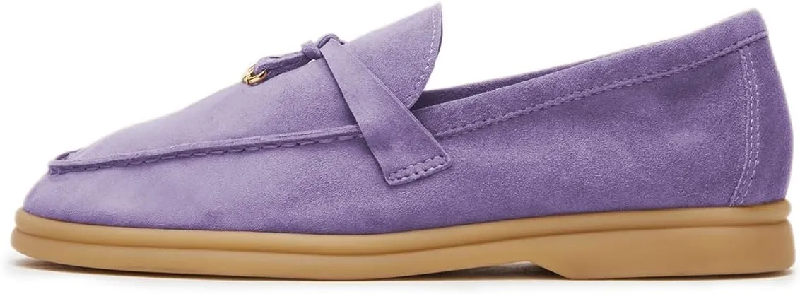 Milooey shoes Women's Round Toe Flat Loafers Comfort Slip On Moccasins Lightweight Driving Penny Loafer Casual Dress Walking Shoes Size 4-16 US