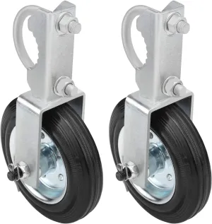 Mofeez Gate Wheel for Metal Swing Gate with 1-5/8" Thru 2" Gate Frames, Gate Support Wheel for Chain Link Fence (Set of 2)
