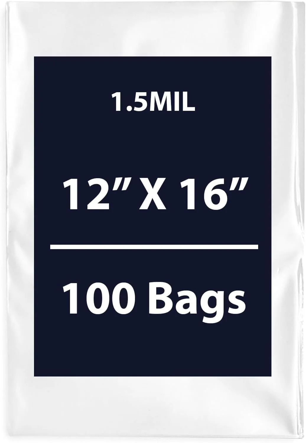 Multiple Sizes Clear Flat Poly Bags, 1.5Mil 12" X 16" & 100 Bags | Low-Density Polyethylene (LDPE), Flat Open Top Plastic Packaging Packing | Flexible and Durable Plastic Bags