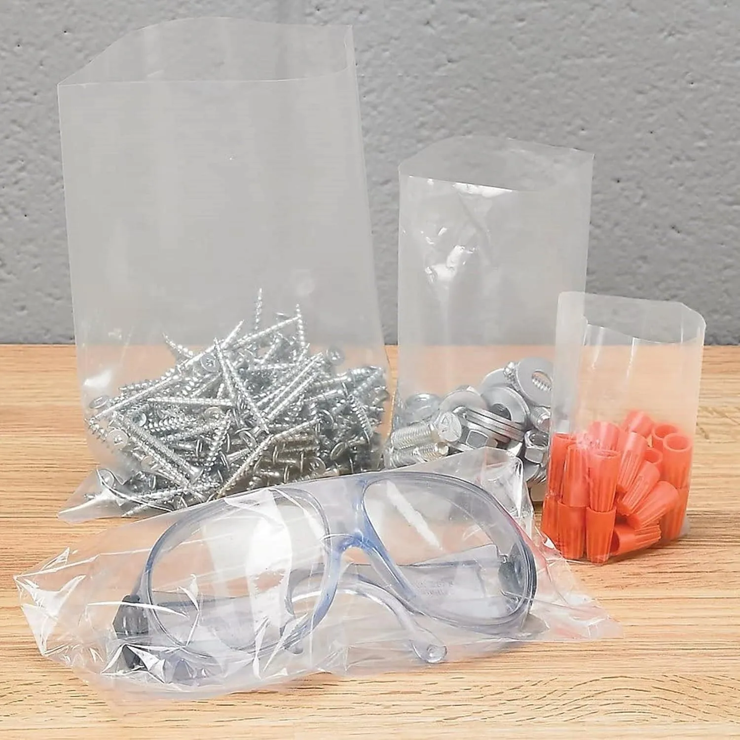 Multiple Sizes Clear Flat Poly Bags, 1.5Mil 15" X 24" & 100 Bags | Low-Density Polyethylene (LDPE), Flat Open Top Plastic Packaging Packing | Flexible and Durable Plastic Bags