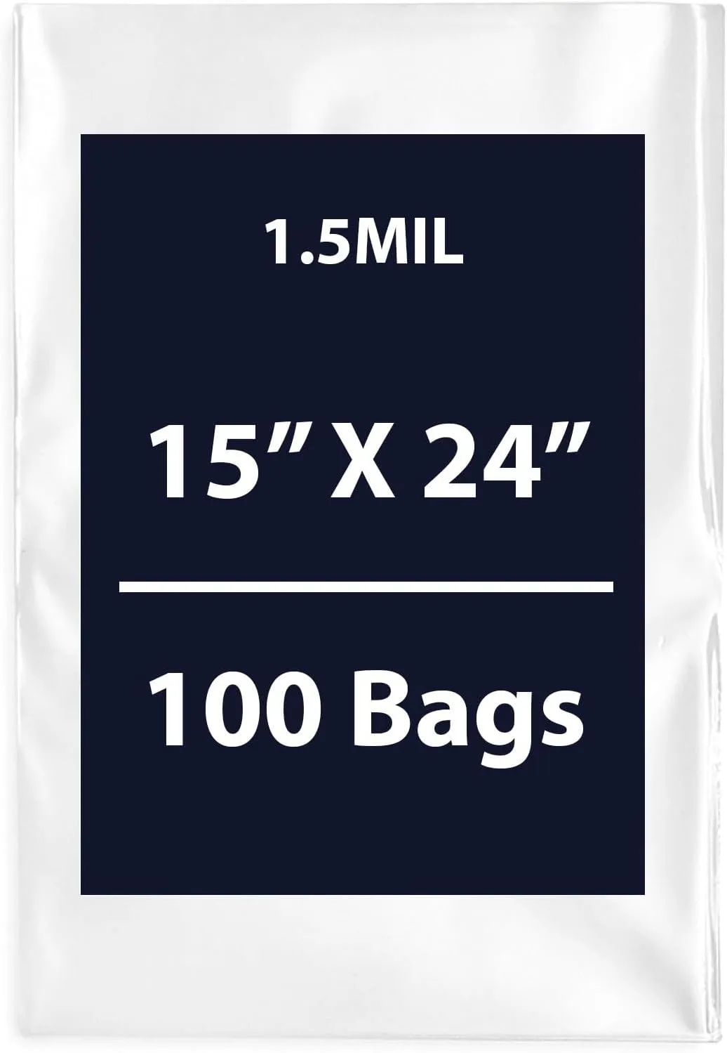 Multiple Sizes Clear Flat Poly Bags, 1.5Mil 15" X 24" & 100 Bags | Low-Density Polyethylene (LDPE), Flat Open Top Plastic Packaging Packing | Flexible and Durable Plastic Bags