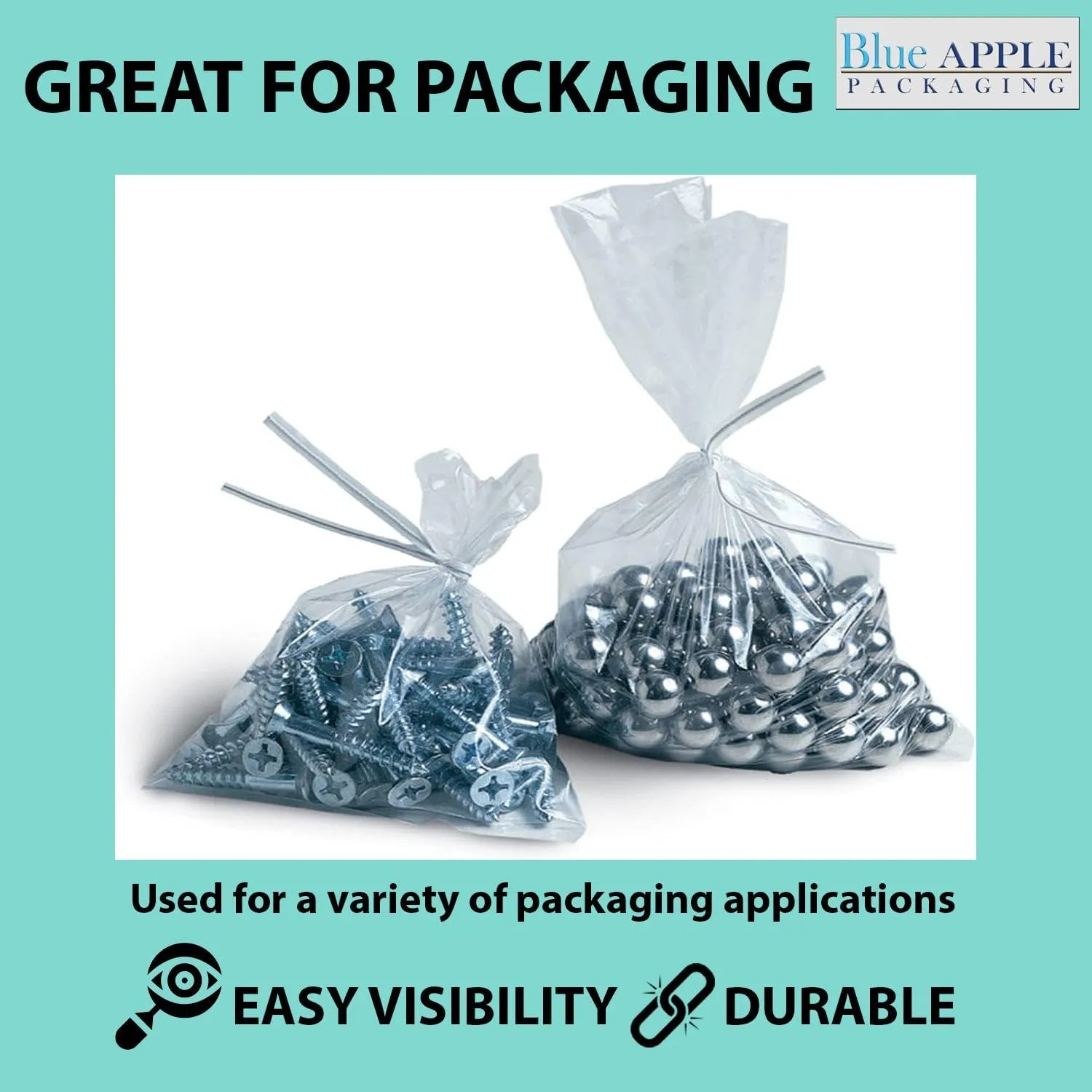 Multiple Sizes Clear Flat Poly Bags 4Mil - 20"x24" & (50 Bags) Flat Open Top Plastic Packaging Packing | Flexible and Durable Plastic Bags | Low-Density Polyethylene (LDPE)