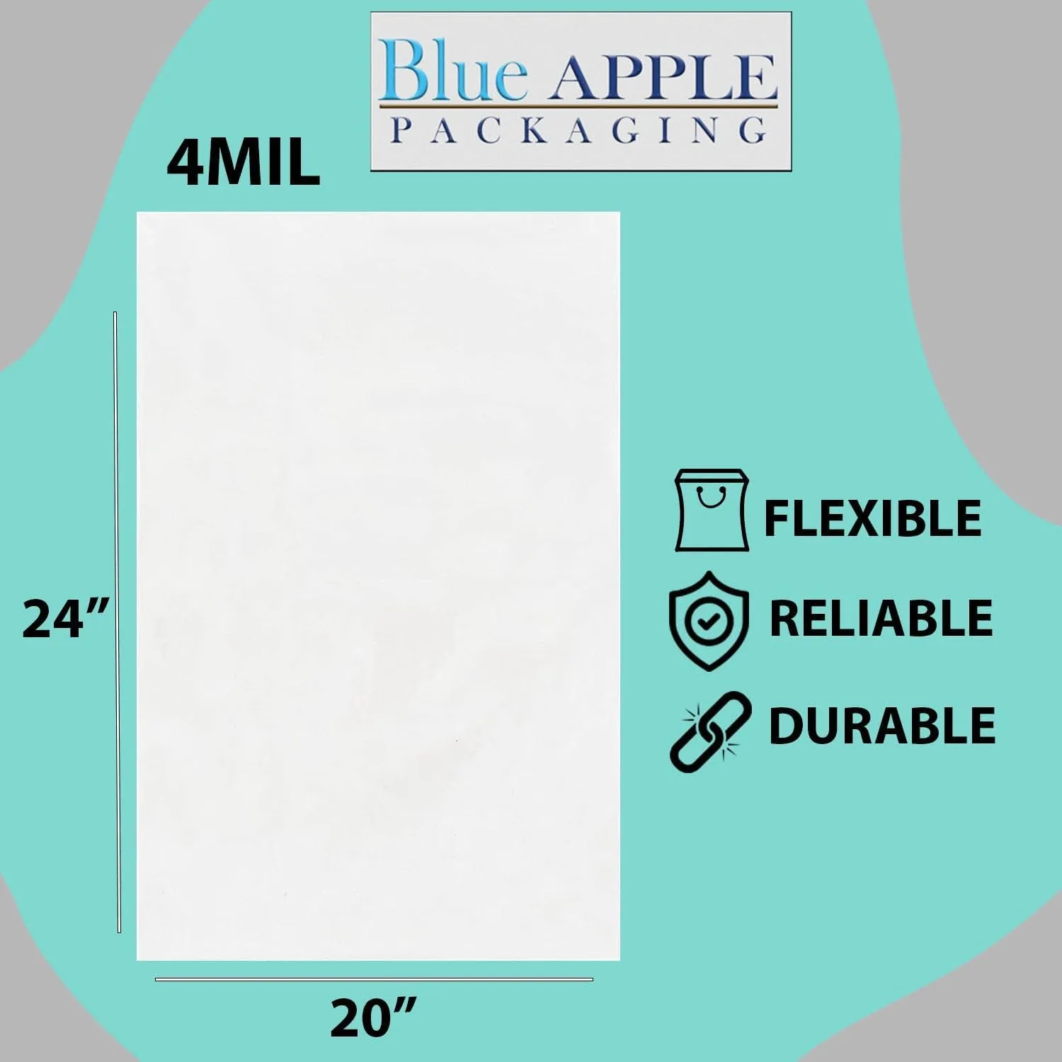 Multiple Sizes Clear Flat Poly Bags 4Mil - 20"x24" & (50 Bags) Flat Open Top Plastic Packaging Packing | Flexible and Durable Plastic Bags | Low-Density Polyethylene (LDPE)