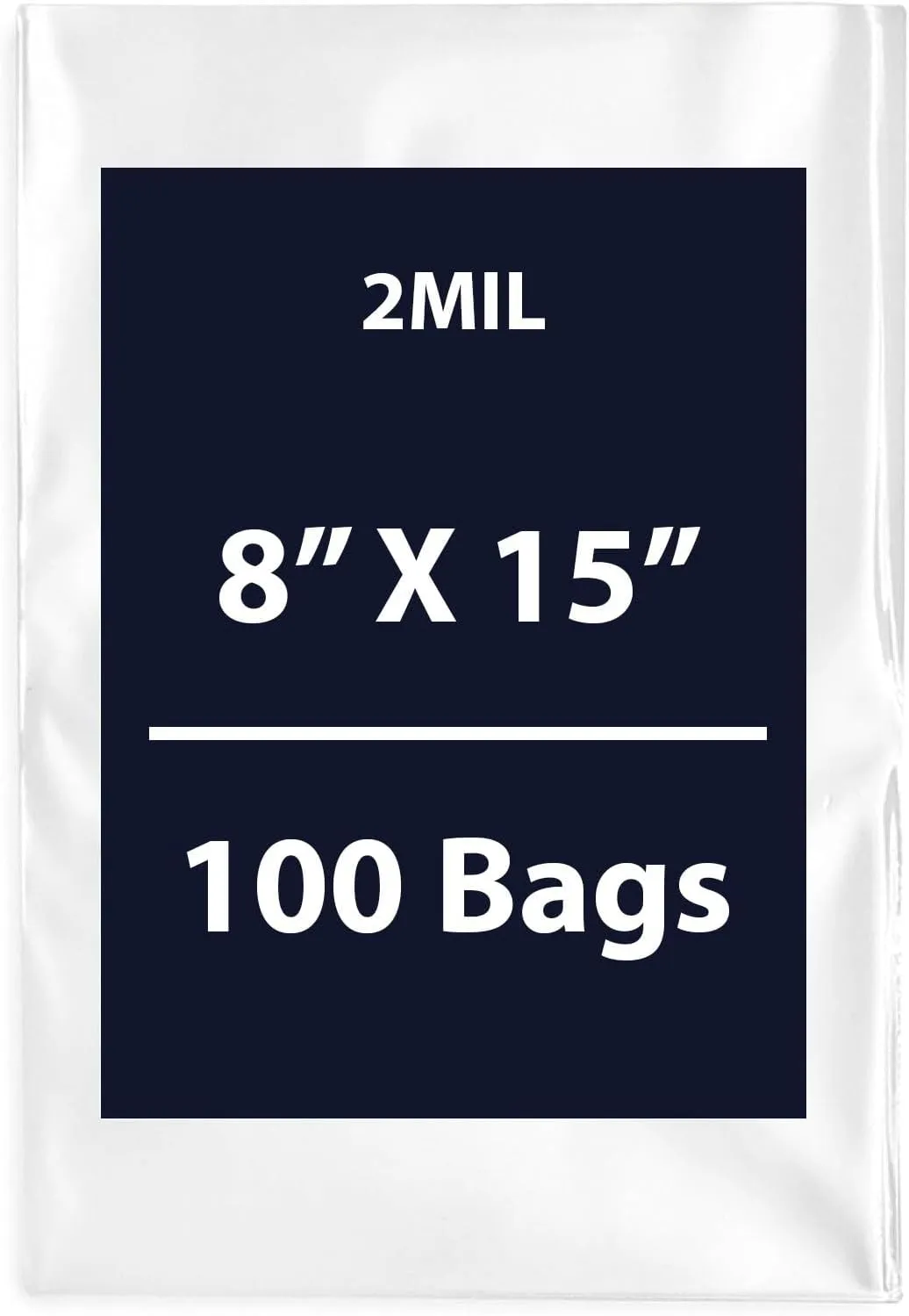 Multiple Sizes Clear Flat Poly Bags - 8x15 & (100 Bags) 2Mil Flat Open Top Plastic Packaging Packing | Flexible and Durable Plastic Bags | Low-Density Polyethylene (LDPE)