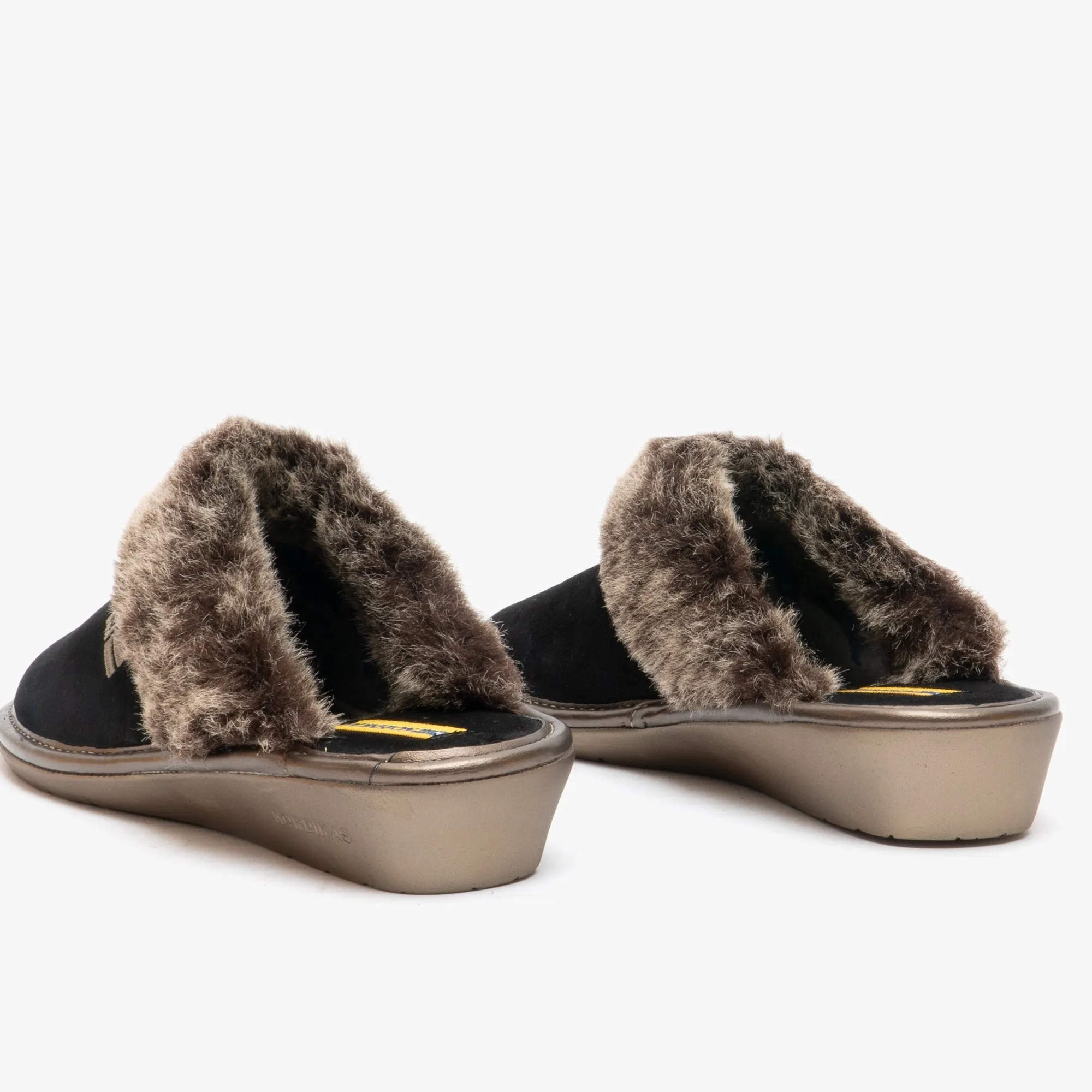 Nordikas 1357 (AFELPADO) Womens Suede Mule Slippers Black