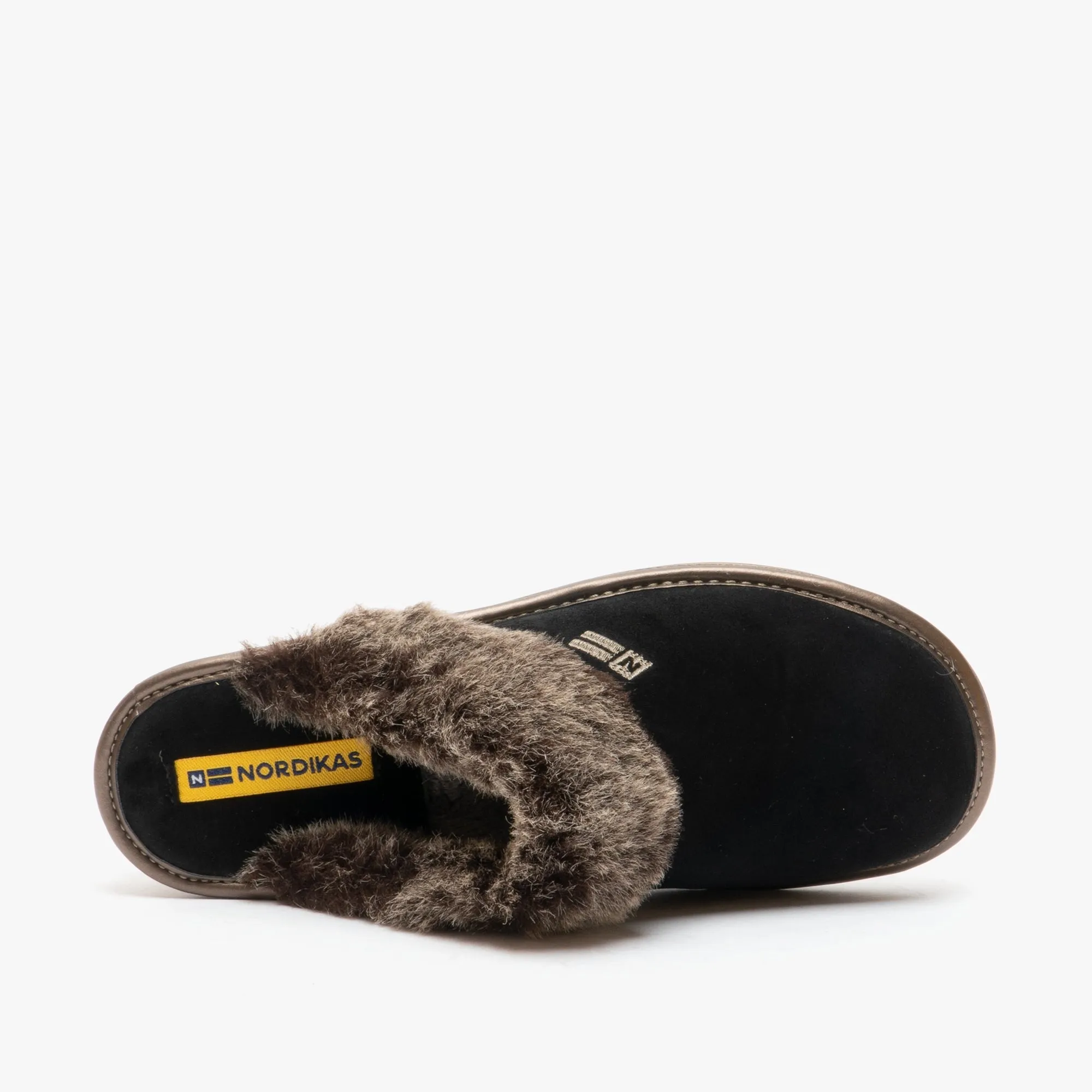 Nordikas 1357 (AFELPADO) Womens Suede Mule Slippers Black